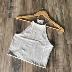Tan and White Striped Crop Top
